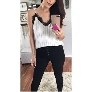 LUNA Lace Camisole | Ivory Stripe